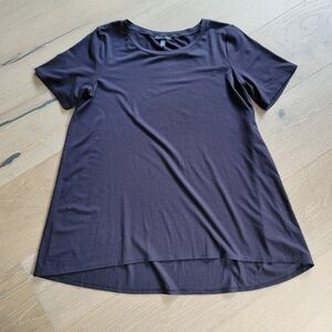 EUC Eileen Fisher Tunic Shirt Women's Small Black Jersey Short Sleeve Tee Shirt